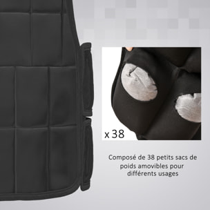 Gilet lesté réglable veste lestée 20 Kg max. poids amovibles entrainement musculation exercice boxe oxford noir