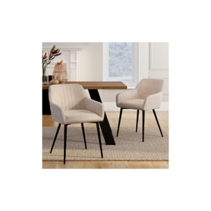 Chaises avec accoudoirs Ariana en velours et pieds métal - lot de 2 - Taupe