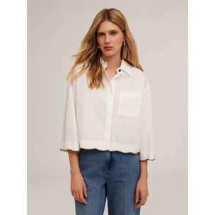 Motivi - Camicia crop con ricamo di perline - Bianco