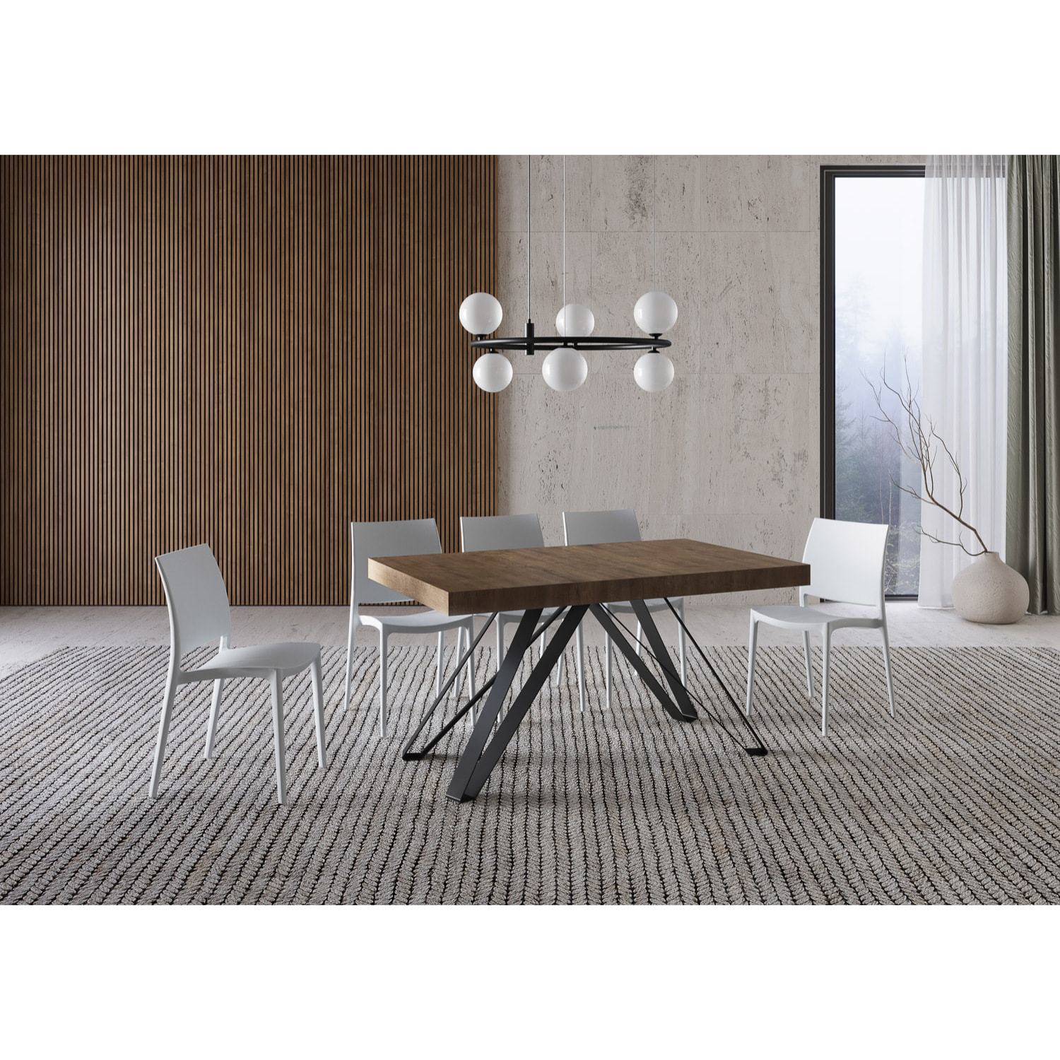 Tavolo allungabile 90x160/420 cm Terium noce gambe antracite