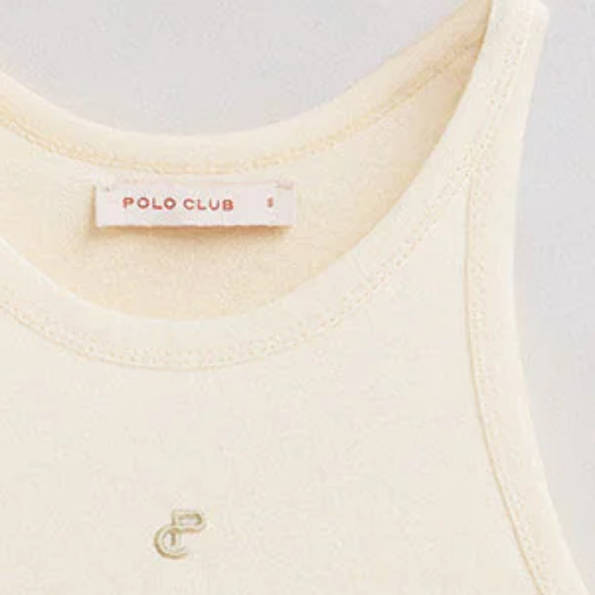 Maglietta ecrù in lino e cotone con monogramma ricamato