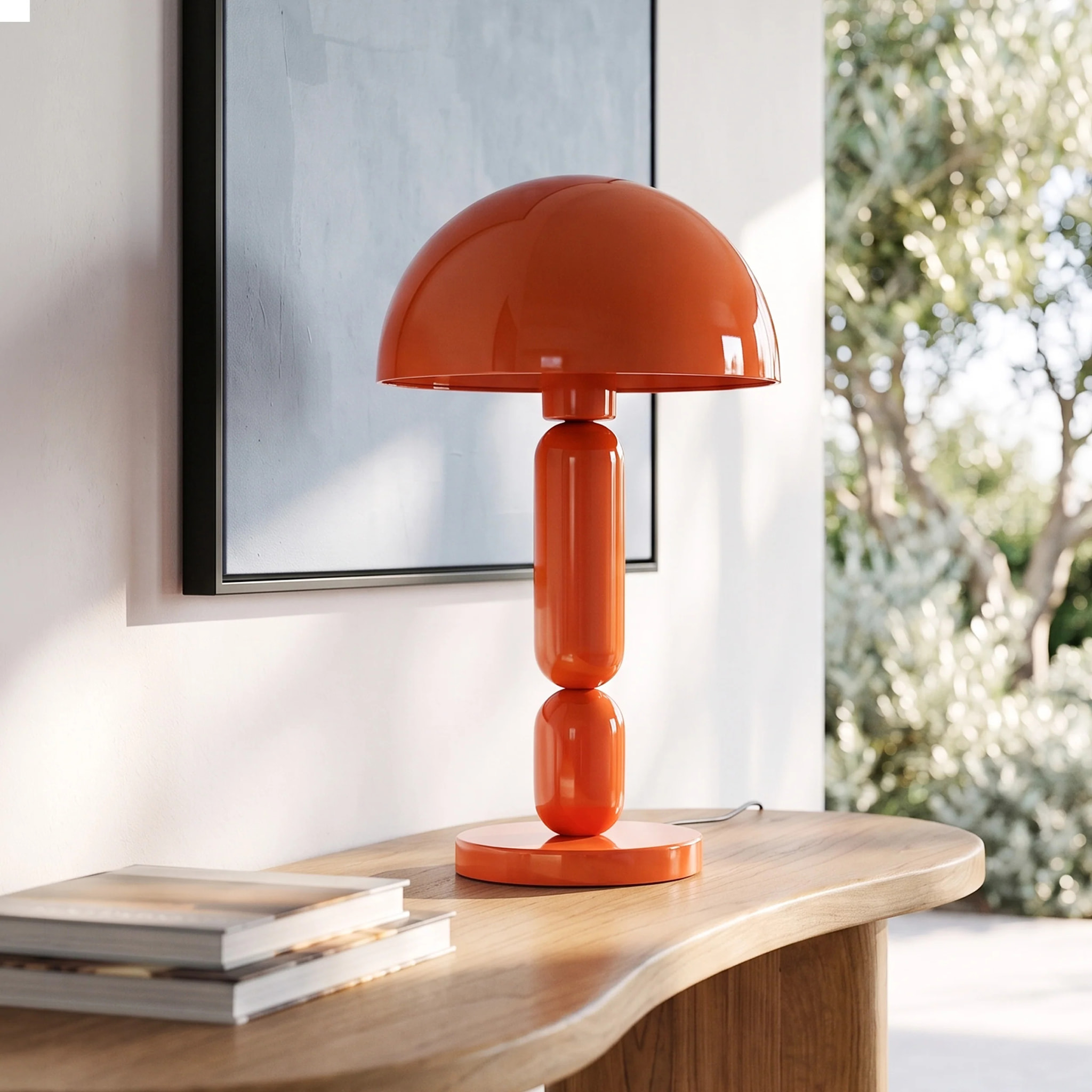 Lampe en bois et métal orange - Romy