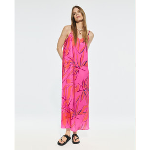 Abito in Raso con Spalline Stampato