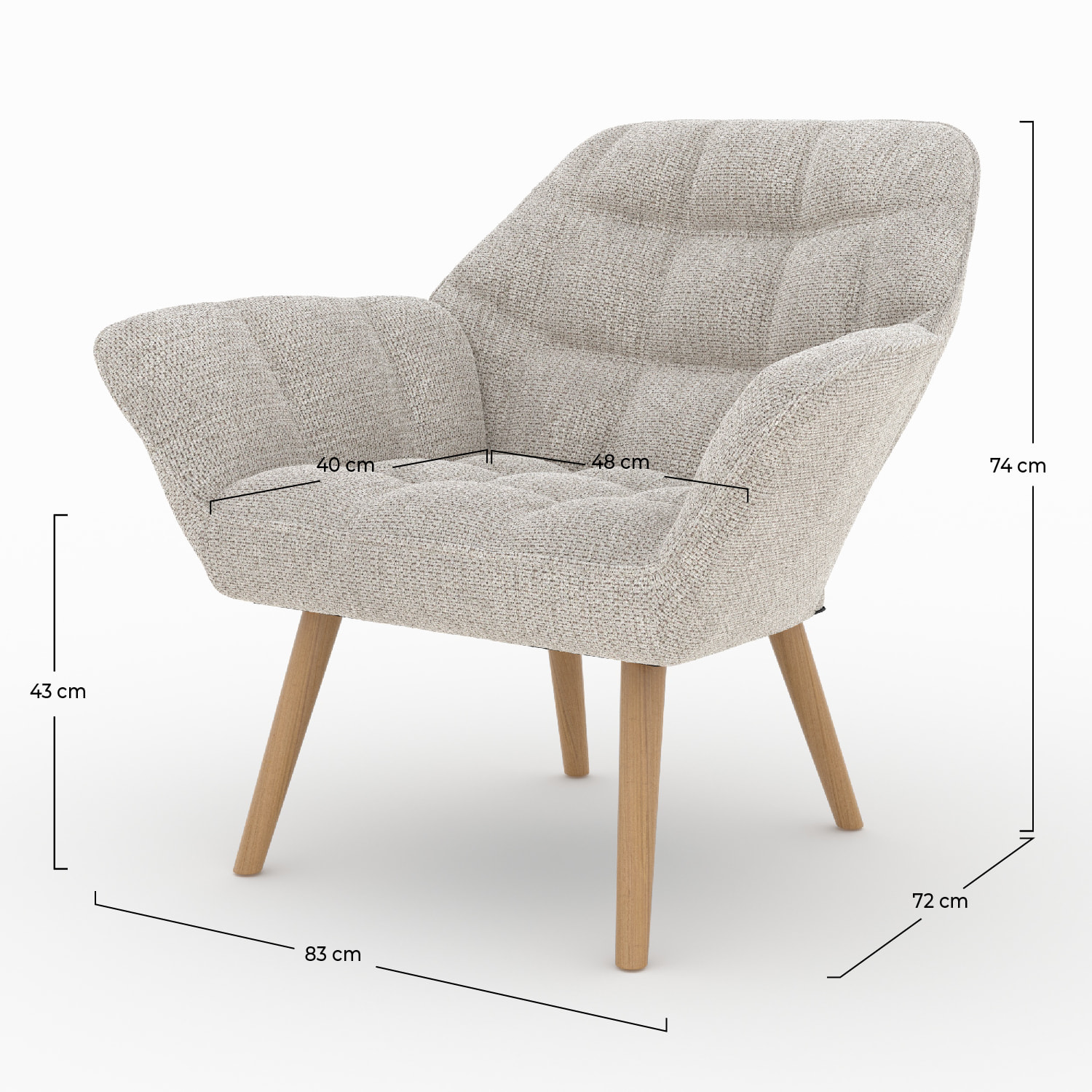 Fauteuil Simba en tissu gris clair