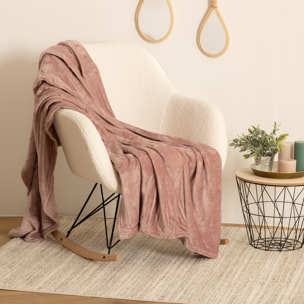 Plaid - flanelle - rose - 130x180 cm