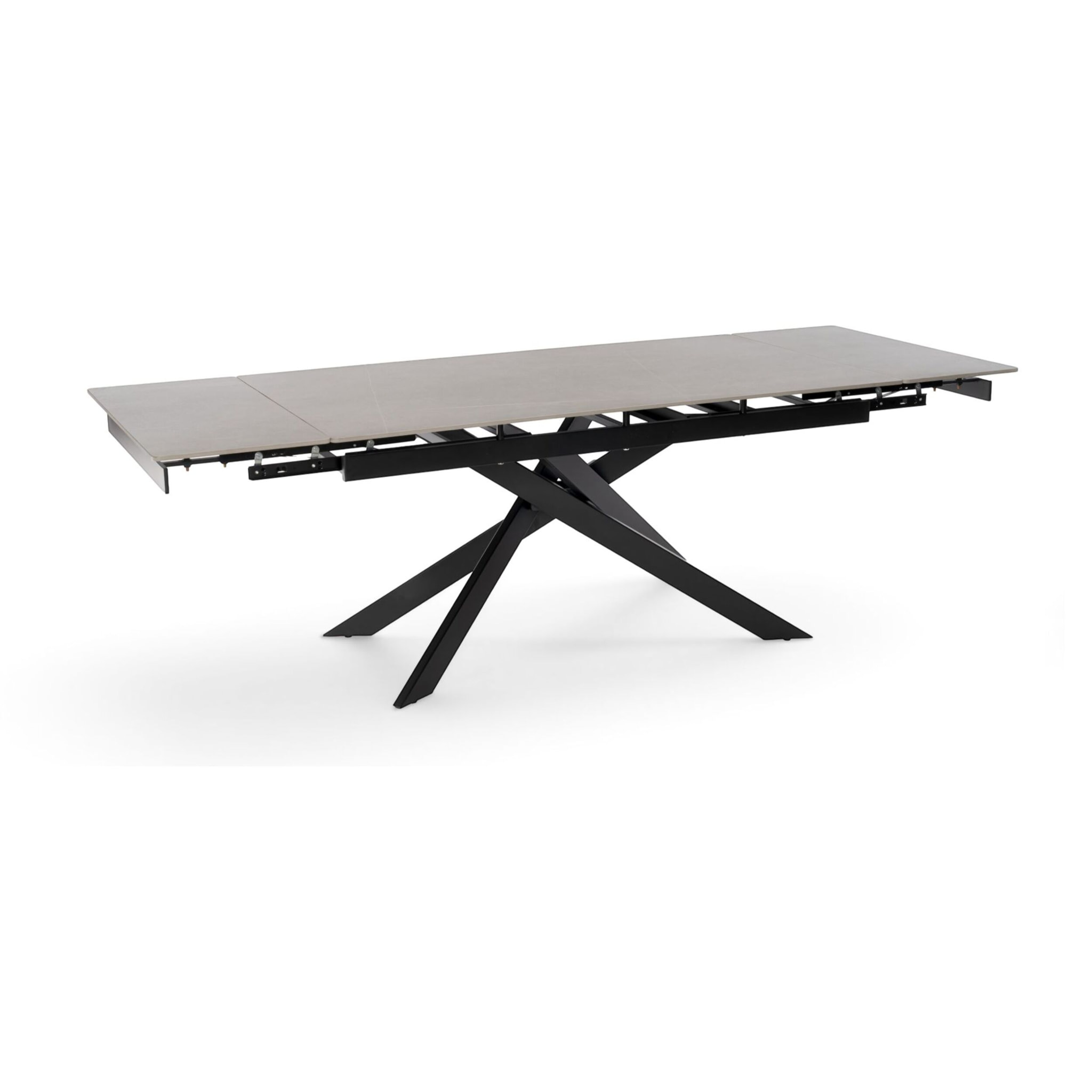 Tavolo allungabile BEVERLY HILLS in ceramica finitura pietra grigio 160+40+40x90x76