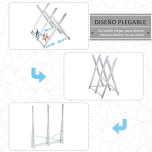 Caballete para Sierra Plegable Caballete Motosierra con Estructura Triangular de Metal Soporte para Leña Carga 100 kg 83x83x79 cm Plata