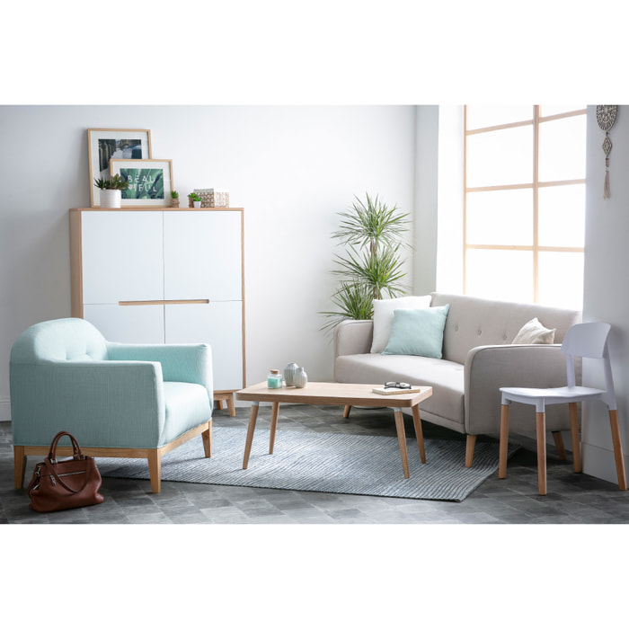 Buffet haut scandinave bois et blanc L110 cm HELIA