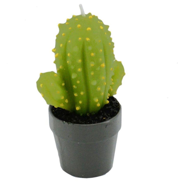 Candela a forma di cactus verde con vaso cm6,5x5h12,5