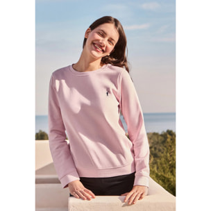 Sudadera básica rosa de cuello redondo y logo Rigby Go