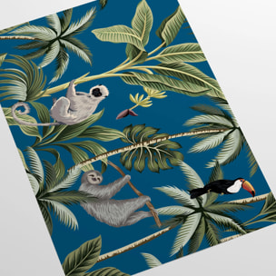 Carta da Parati Jungla Tropicale Blu