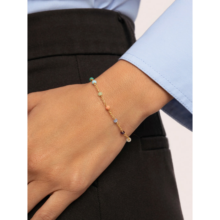 Pulsera Crystals Chain Colors Plata Baño Oro