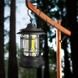 Well home luz de camping ø11,5x17,8cm con 3 bombillas y recargable por usb color negro