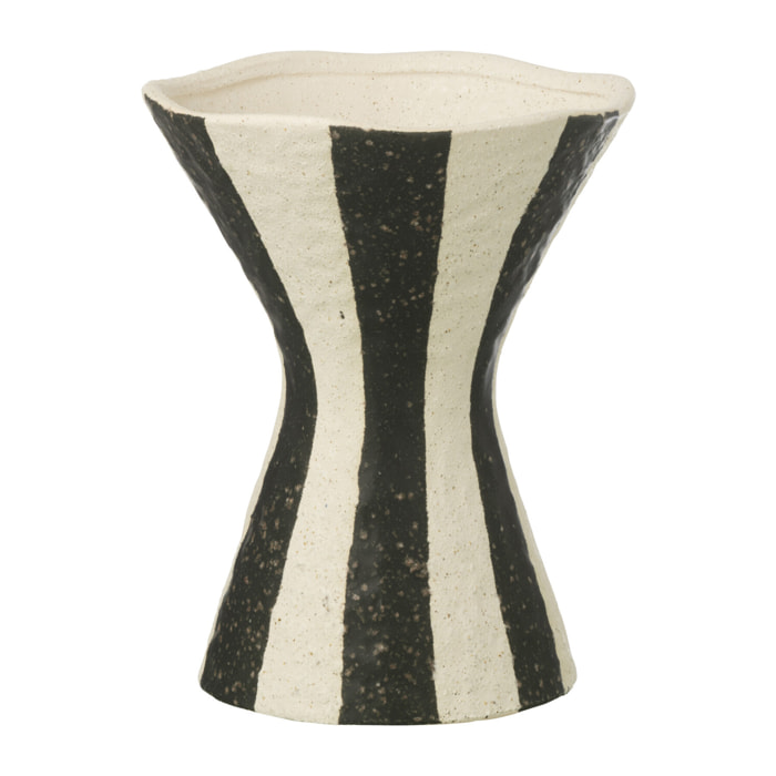 J-Line Vase Ligné - grès - blanc cassé/noir - medium