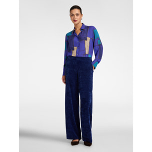 Elena Mirò - Camisa estampada en crepé de china - Azul aciano