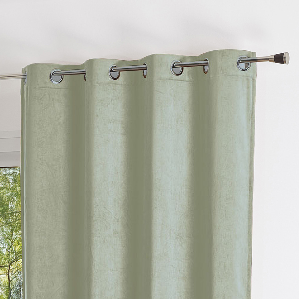 Rideau uni  - Effet daim - Vert tilleul