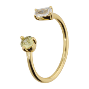 Anello Contrarié con Cubic Zirconia Lilla e Verde