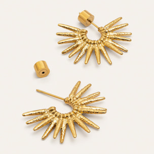 Pendientes Aro Solstice Beam Acero Baño Oro