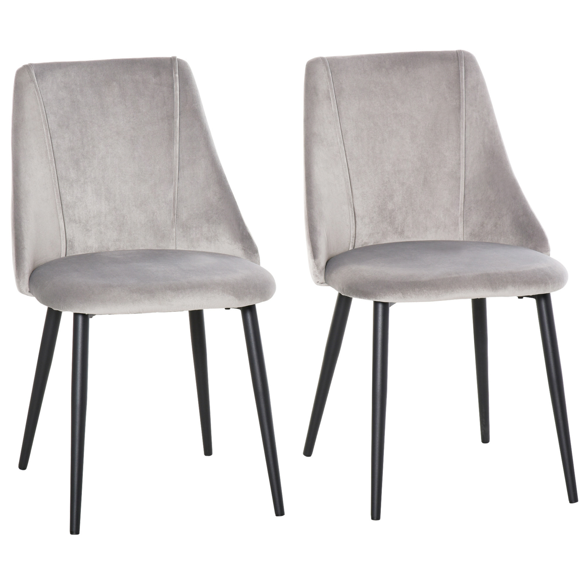 Lot de 2 chaises de salle à manger piètement métal velours gris