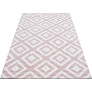 PLUS - Tapis à poils courts losange rose - PLU8005ROS