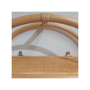 Etagère murale ronde D. 60 cm en rotin naturel avec 2 tablettes - VIVIA
