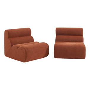 Lot de 2 chauffeuses bouclette texturée terracotta 1 place - L 81 x P 99 x H 75cm - Nova