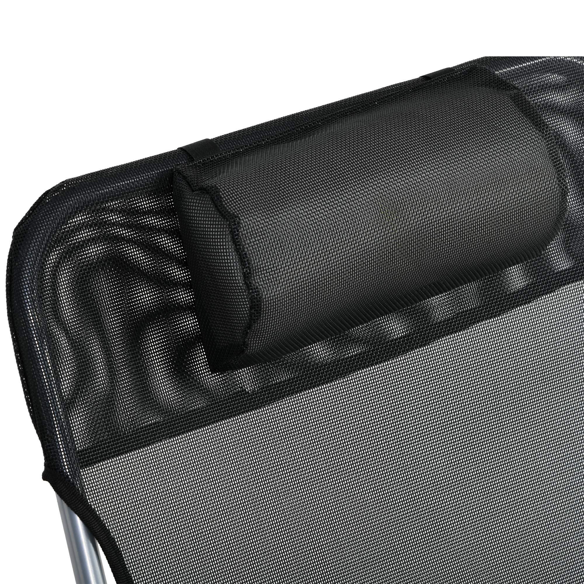 Conjunto de 2 Tumbonas Plegables y Reclinables de Jardín con Reposacabezas y Respaldo Ajustable en 5 Niveles Carga 120 kg para Playa Terraza 182x56x24,5 cm Negro