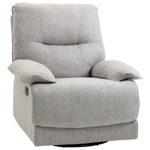 Fauteuil de relaxation grand confort pivotant 360° dossier inclinable repose-pied ajustable tissu gris clair