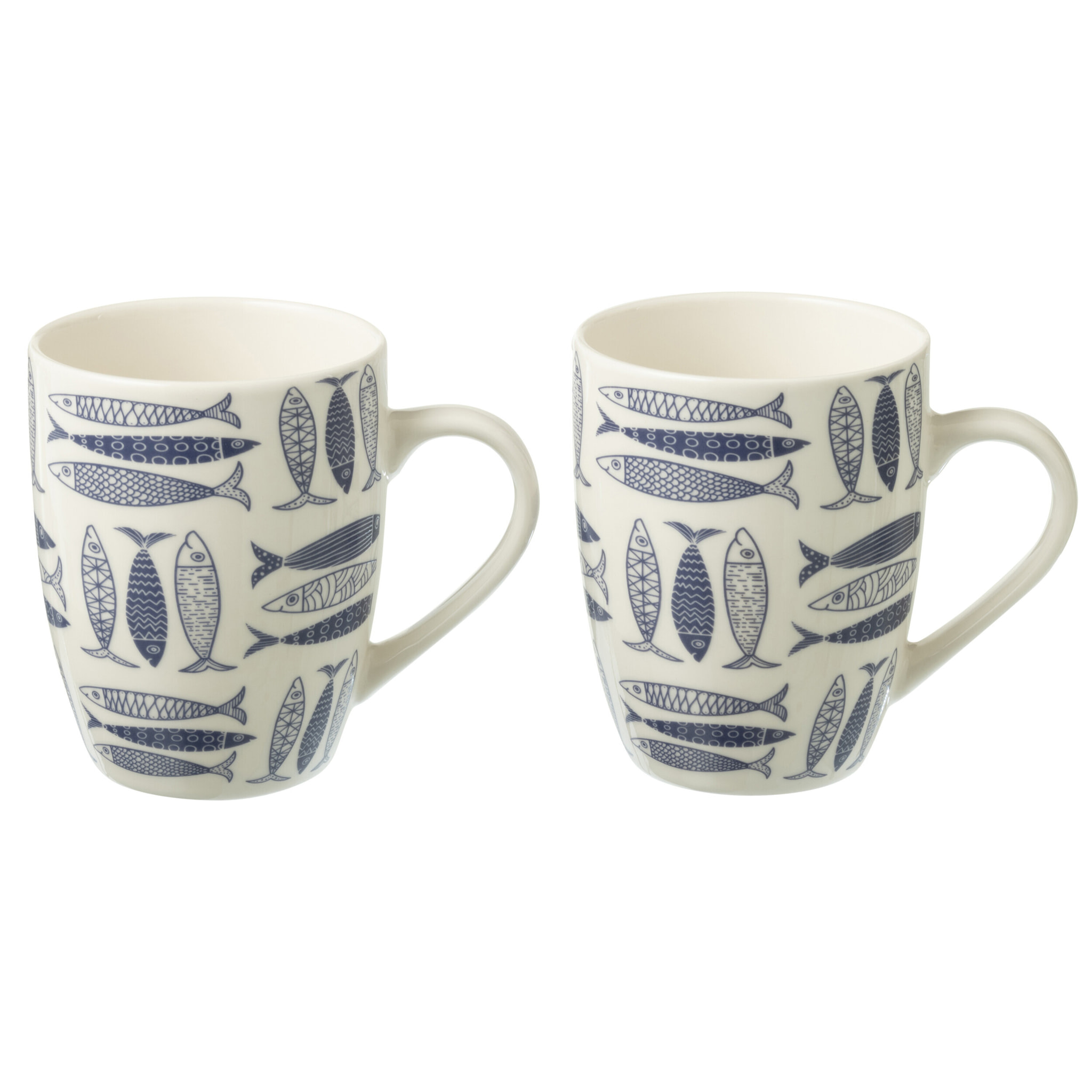 J-Line tasse Poisson - céramique - bleu foncé - boîte de 2