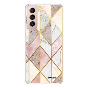 Coque Samsung Galaxy S21 Plus 5G 360 intégrale transparente Marbre Rose Losange Tendance Evetane.