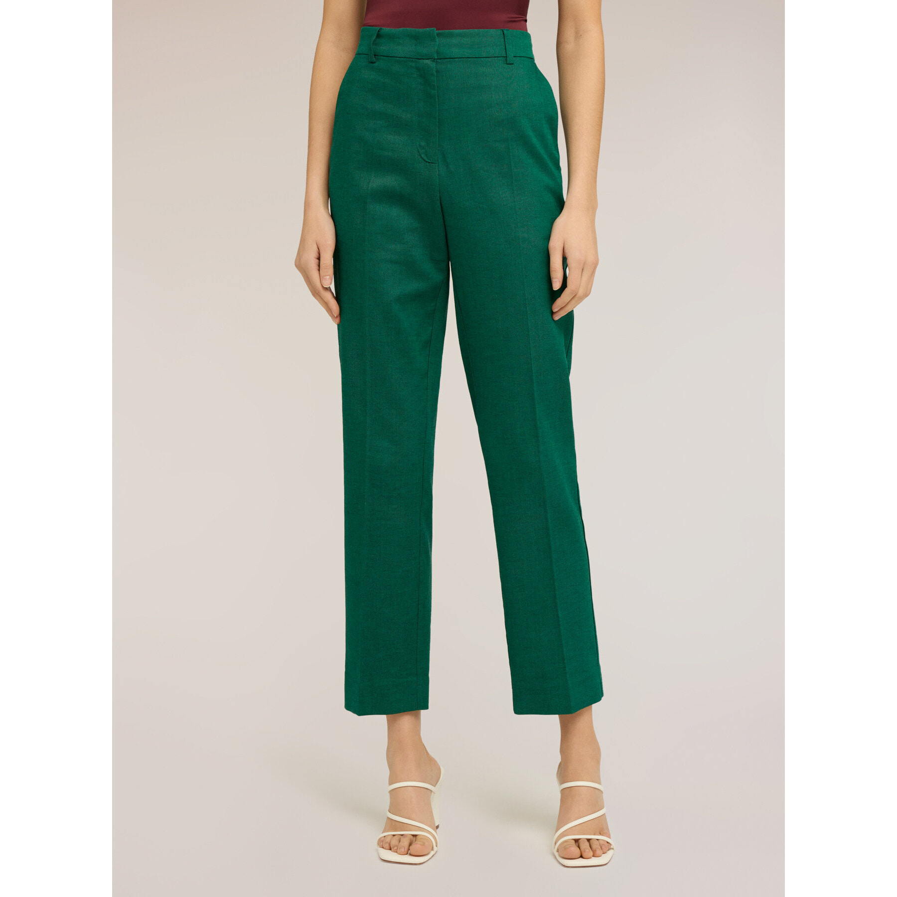 Motivi - Pantaloni chino in misto lino - Verde