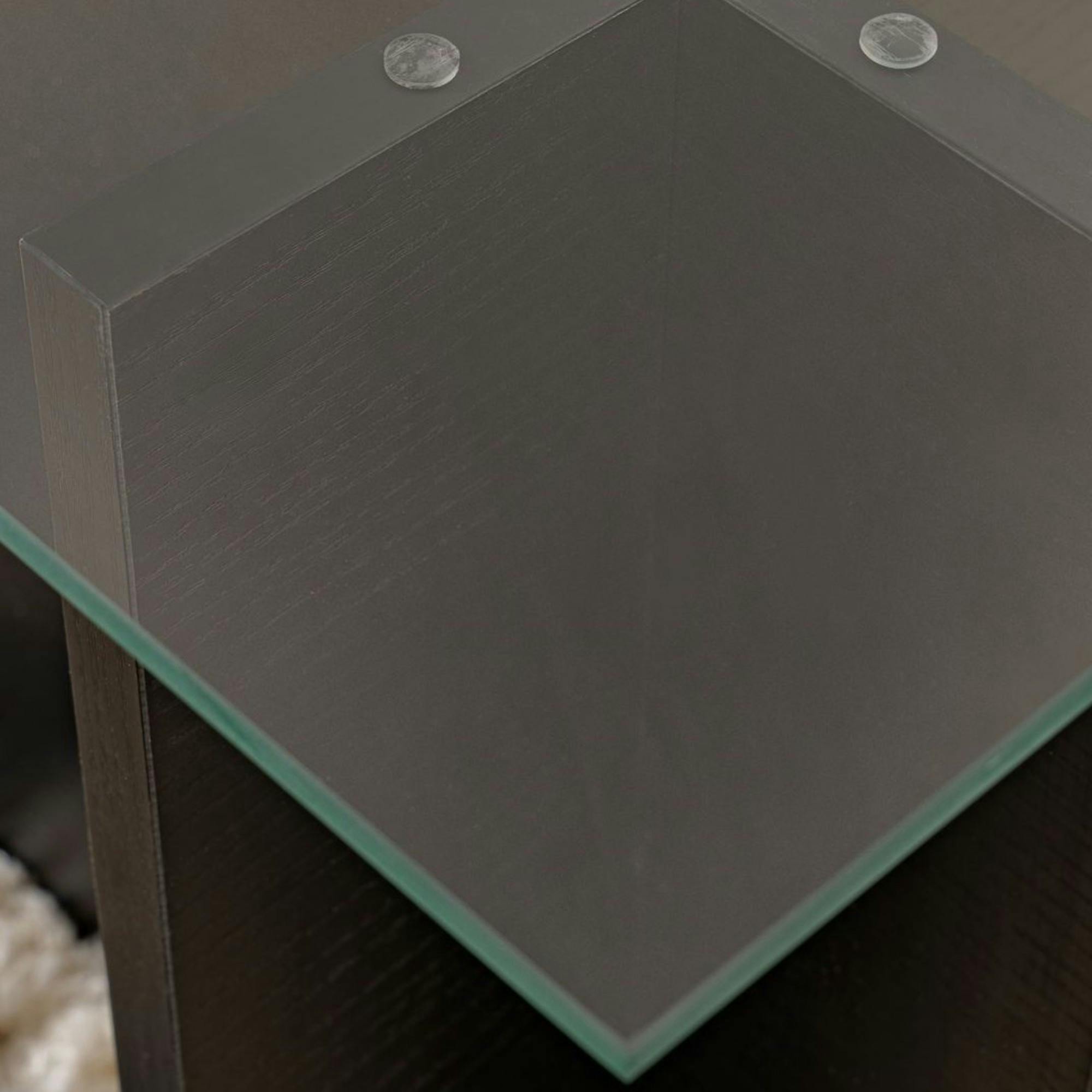 Table basse verre déstructurée – effet bois noir, H. 40 cm SALTA