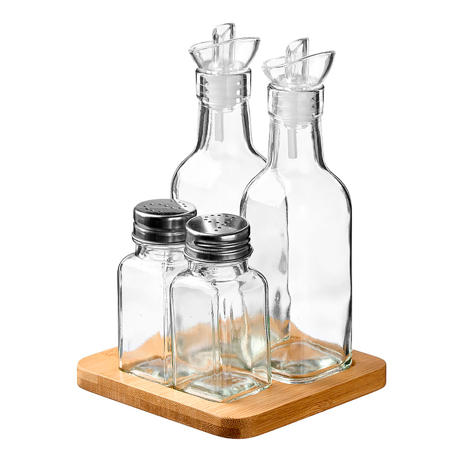 Set con oliera, vinegar, saliera e pepiera.
