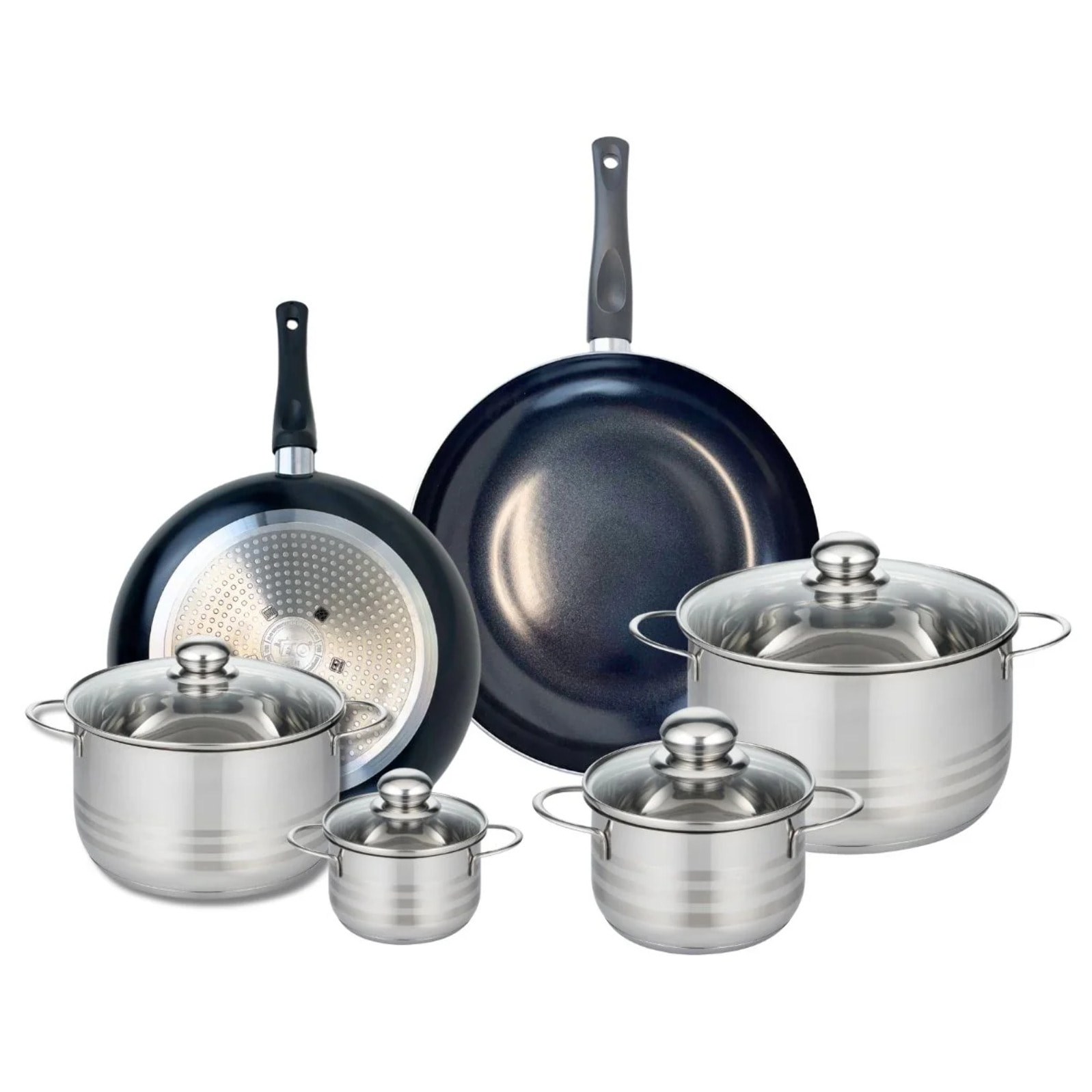 Ensemble de 2 Poêles de cuisson 28 et 32 cm et 4 faitouts 12, 16, 20 et 24 cm Elo Prima Brillant