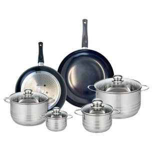 Ensemble de 2 Poêles de cuisson 28 et 32 cm et 4 faitouts 12, 16, 20 et 24 cm Elo Prima Brillant