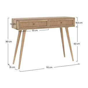 Console en bois de manguier 2 tiroirs - Masala