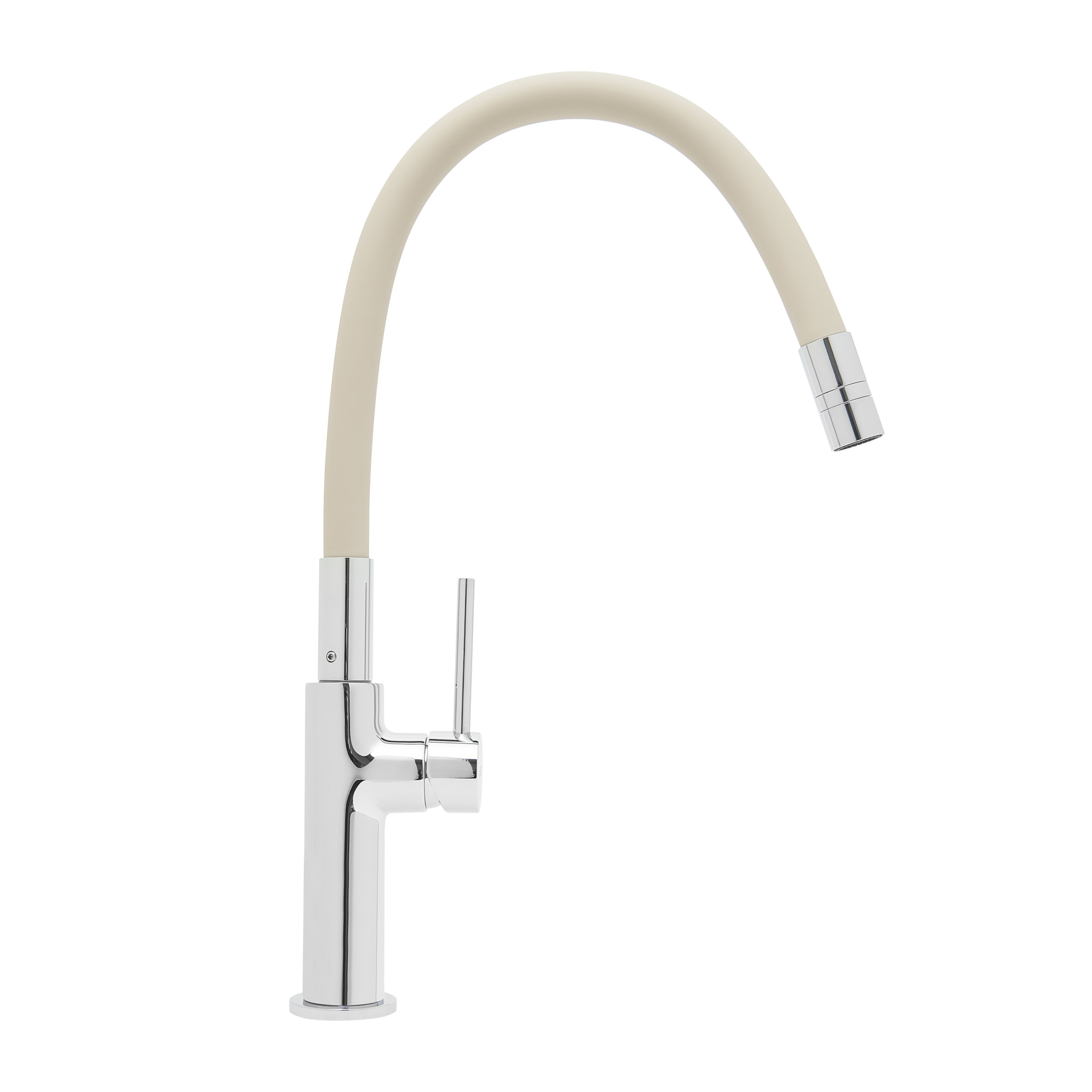 Mitigeur évier de cuisine, bec flexible silicone, aérateur Neoperl®, cartouche en céramique, crème/chrome (SATBSD290BE)