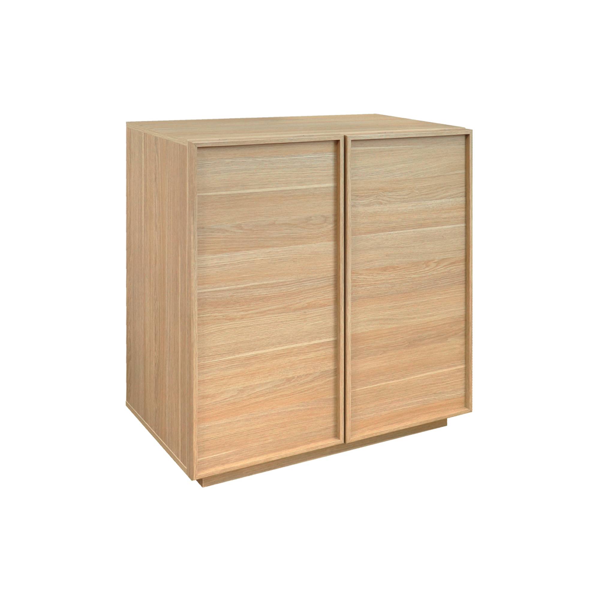Buffet effet bois naturel 2 portes 80 cm 4 compartiments - L 80 x P 43 x H 85cm - Kuba