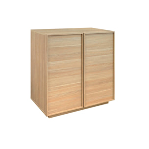 Buffet effet bois naturel 2 portes 80 cm 4 compartiments - L 80 x P 43 x H 85cm - Kuba