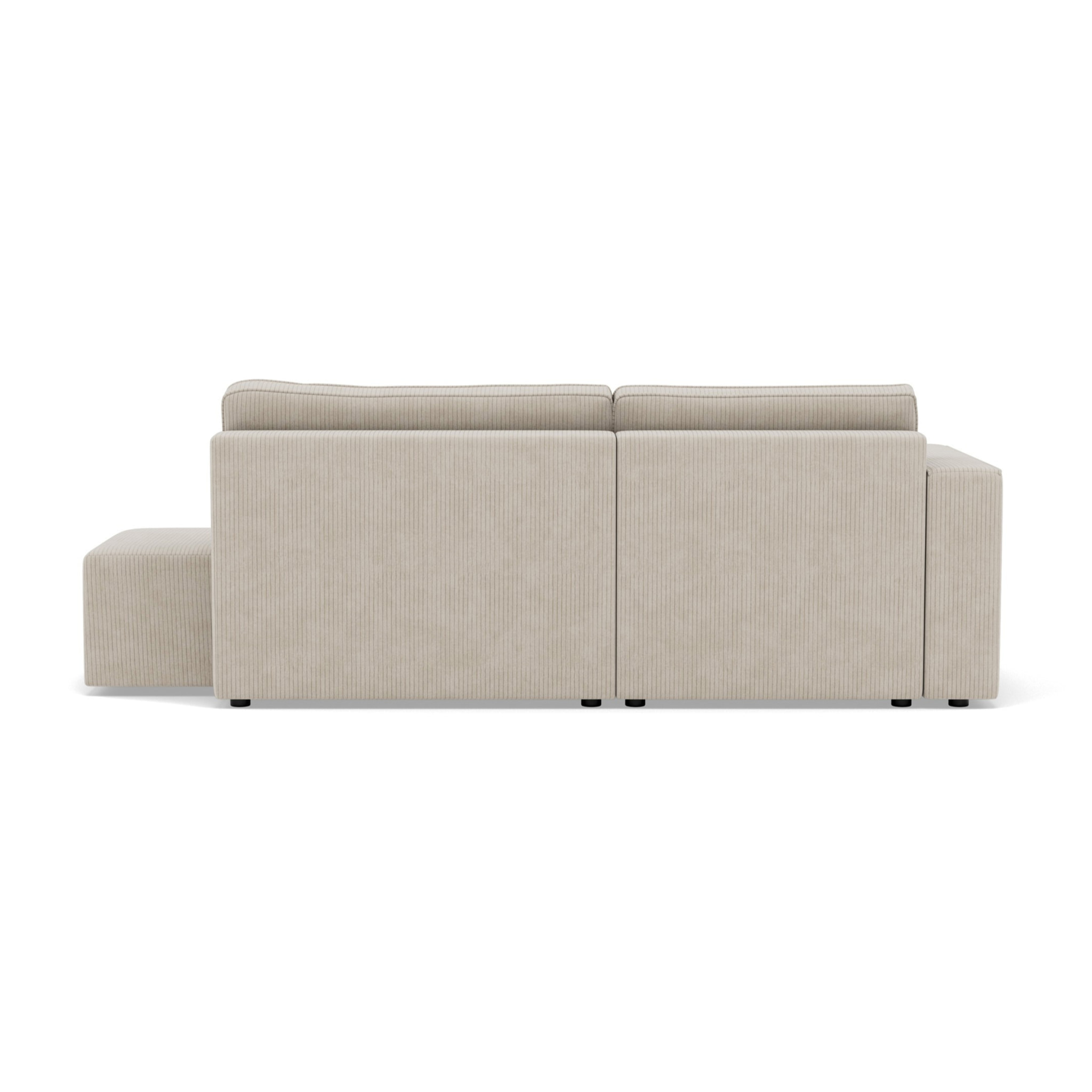 Topaze - canapé d'angle gauche 4 places convertible avec coffre sans accoudoir en velours côtelé - Beige
