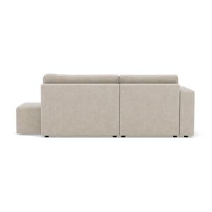 Topaze - canapé d'angle gauche 4 places convertible avec coffre sans accoudoir en velours côtelé - Beige