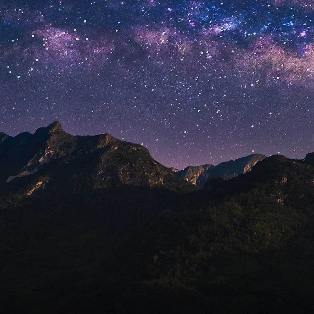Tableau panoramique ciel étoilé voie lactée paysage nocturne Toile imprimée