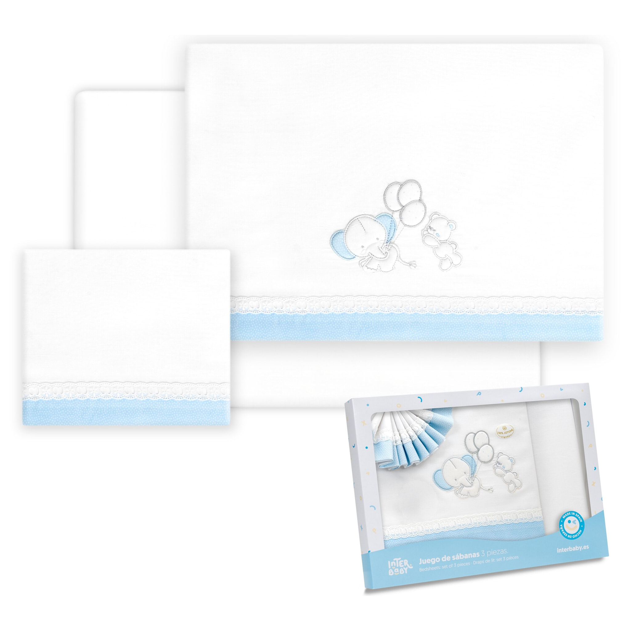 Triptico Coche Oso Elefante Globos Bco/Azul