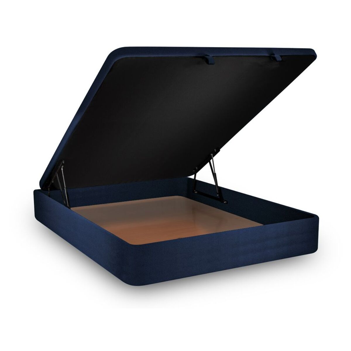 Lit coffre avec tête de lit bandes horizontales Velours