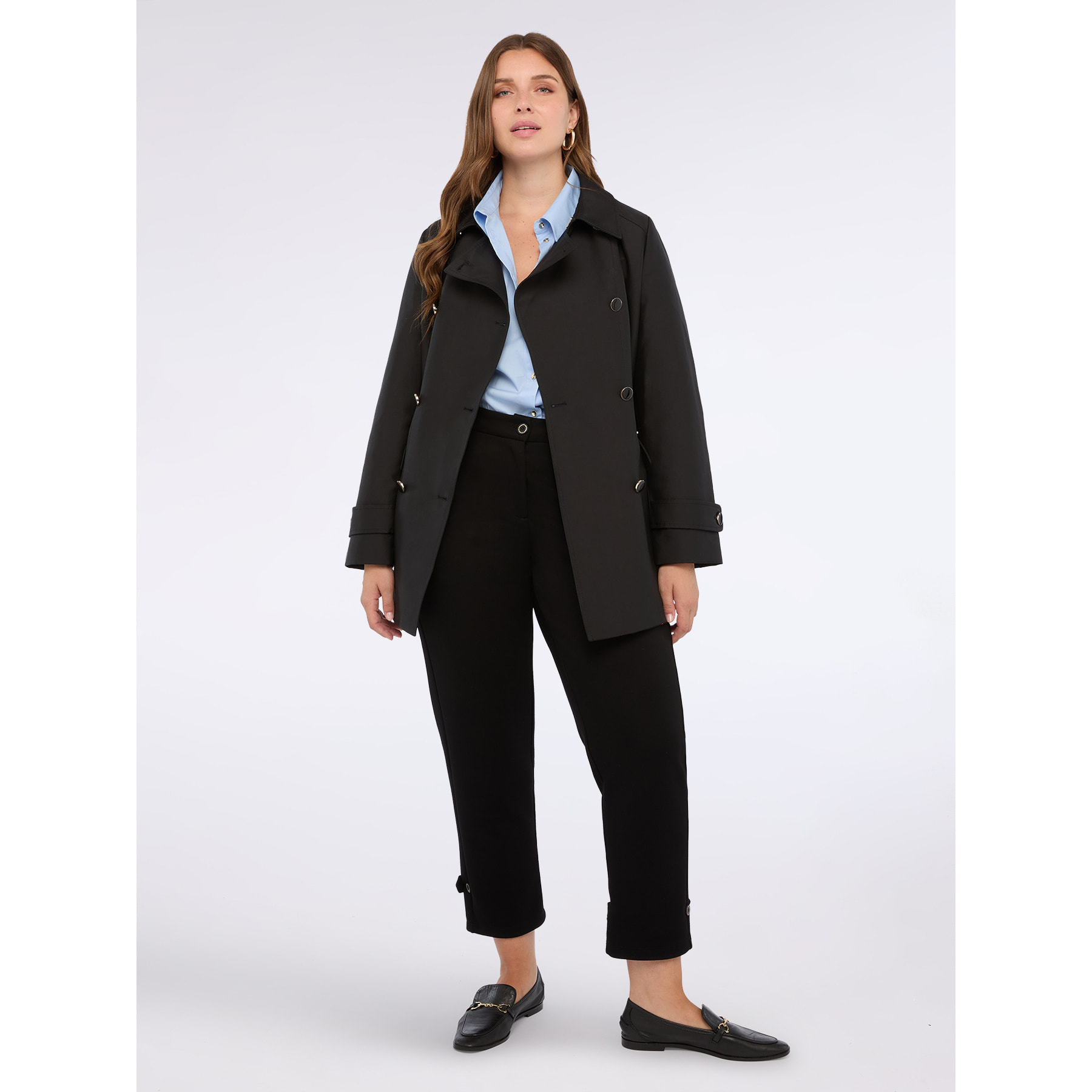 Fiorella Rubino - Gabardina con botones de doble botonadura - Negro