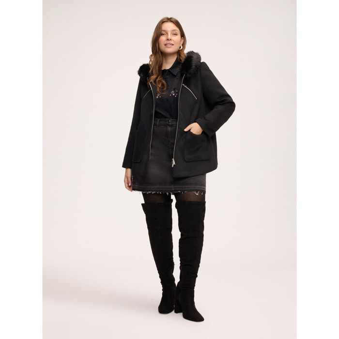 Fiorella Rubino - Parka in lana con cappuccio - Nero