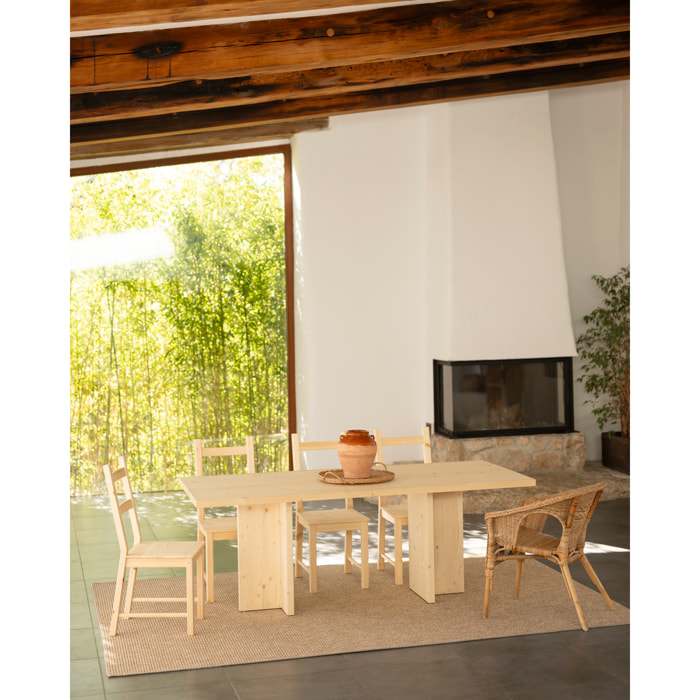 Table à manger en bois massif ton naturel en différentes tailles