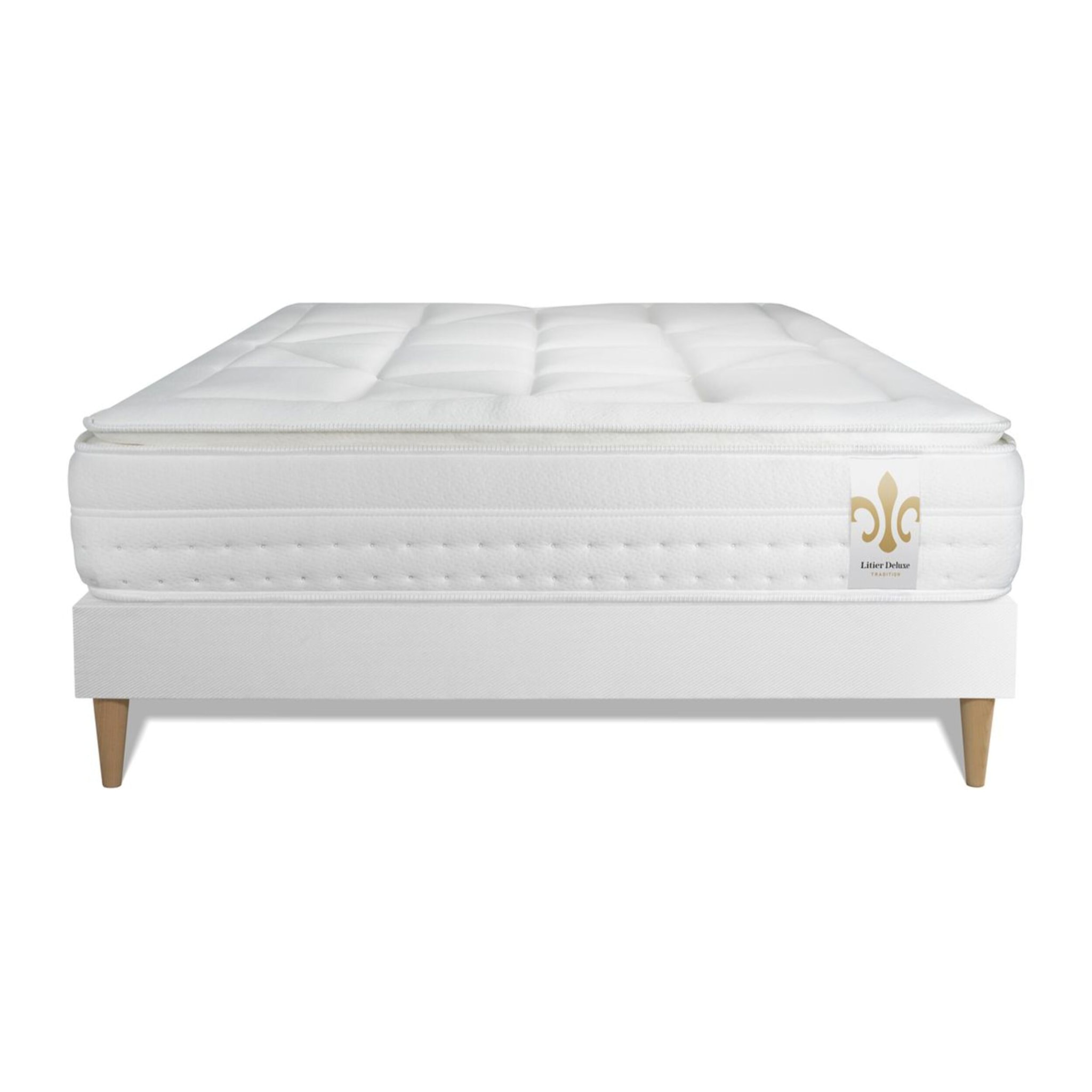 Ensemble Matelas Vingt-Huit PLUS - 28cm - Ressorts ensachés et mémoire de forme - Tensions allégées - Sommier kit Blanc
