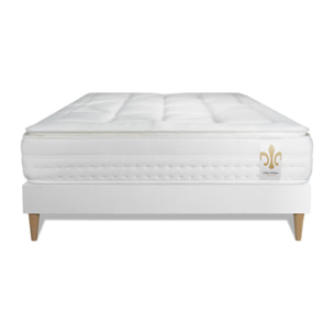 Ensemble Matelas Vingt-Huit PLUS - 28cm - Ressorts ensachés et mémoire de forme - Tensions allégées - Sommier kit Blanc