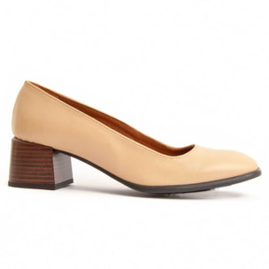 Zapato De Tacón - Beige - Altura: 5 Cm